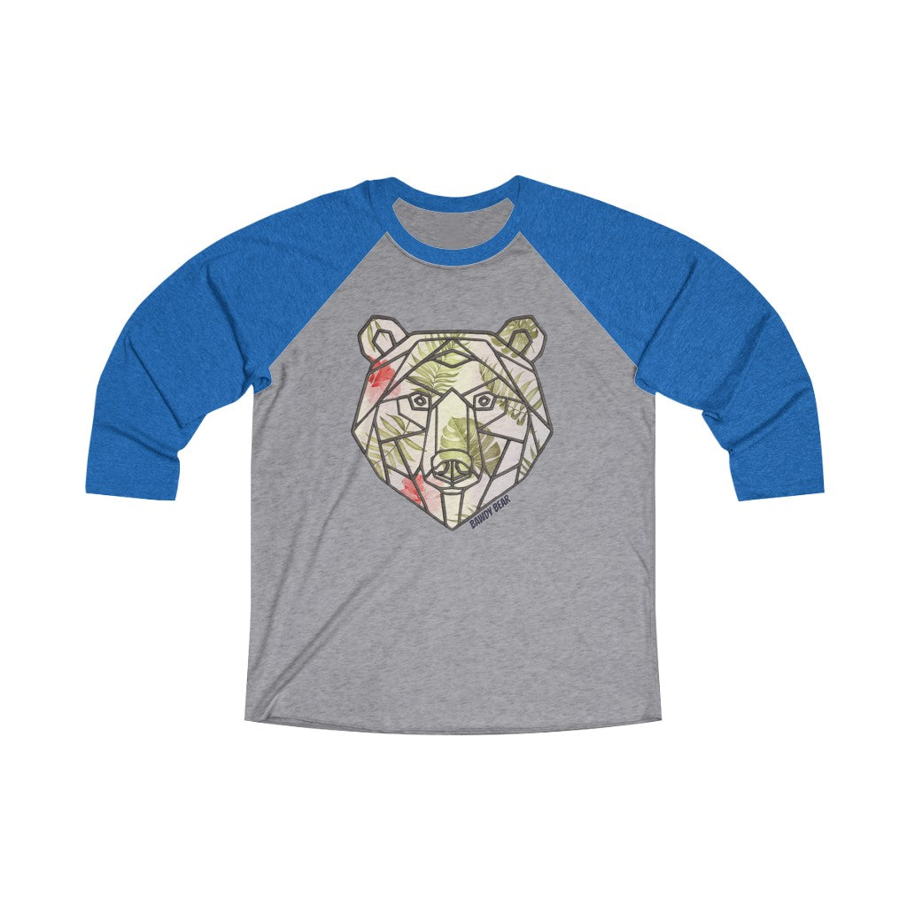 Geo Tropical Bear / Unisex Tri-Blend 3/4 Raglan Tee