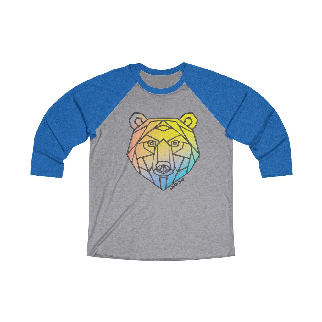 Geo Rainbow Bear / Unisex Tri-Blend 3/4 Raglan Tee