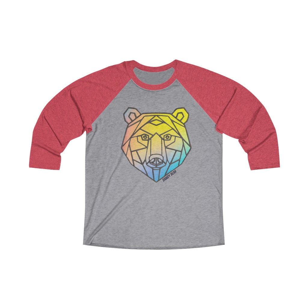 Geo Rainbow Bear / Unisex Tri-Blend 3/4 Raglan Tee