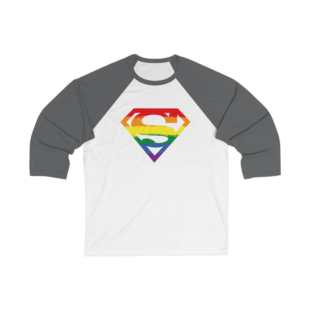 Superman Pride Logo / Unisex 3/4 Sleeve Baseball Tee