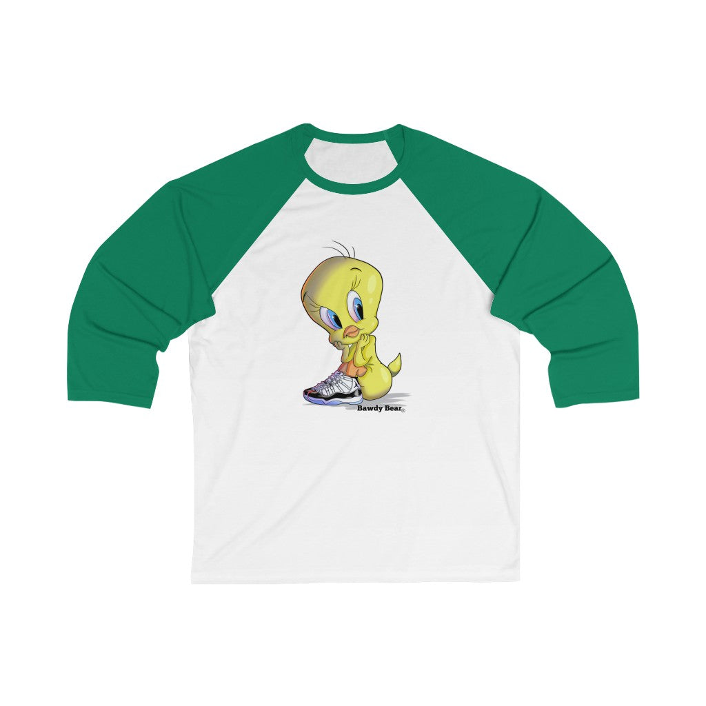 Tweety Bird in Sneakers / Unisex 3\4 Sleeve Baseball Tee