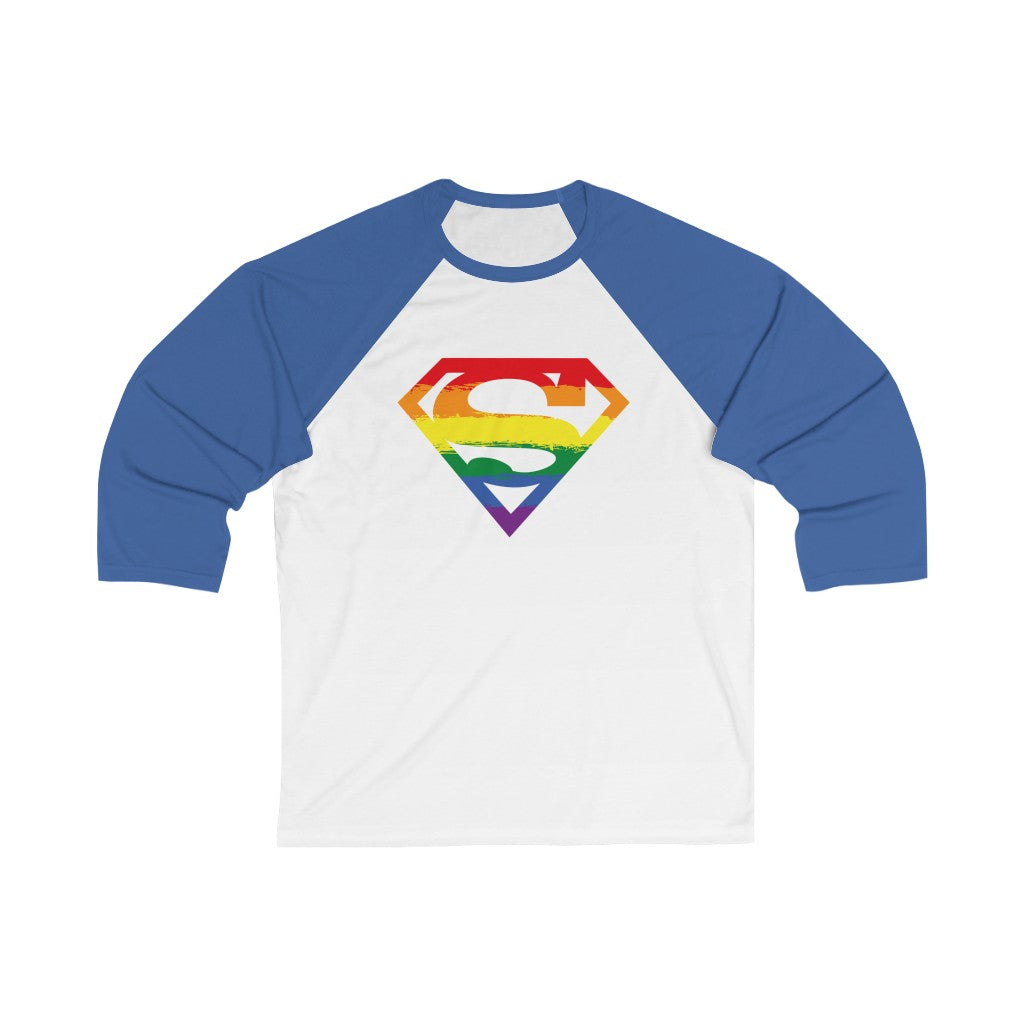 Superman Pride Logo / Unisex 3/4 Sleeve Baseball Tee