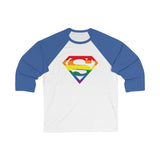 Superman Pride Logo / Unisex 3/4 Sleeve Baseball Tee