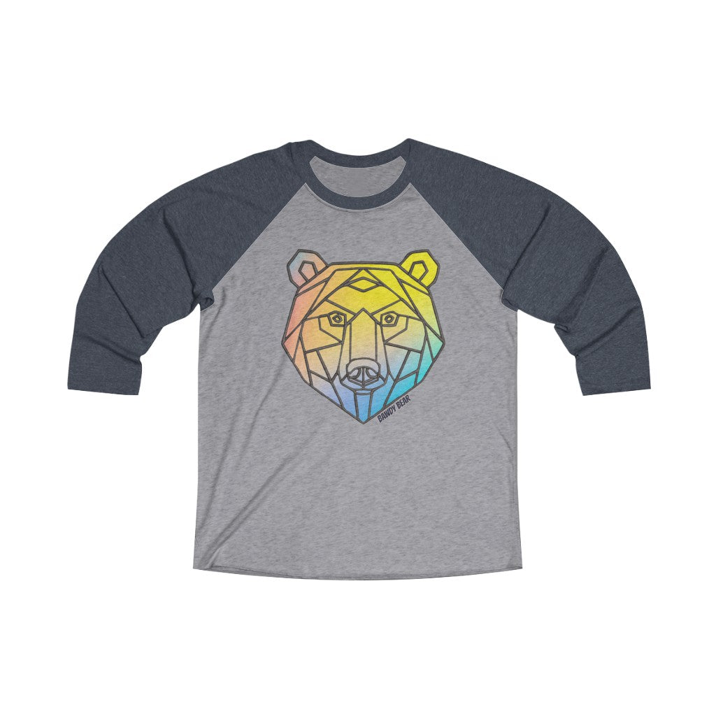 Geo Rainbow Bear / Unisex Tri-Blend 3/4 Raglan Tee