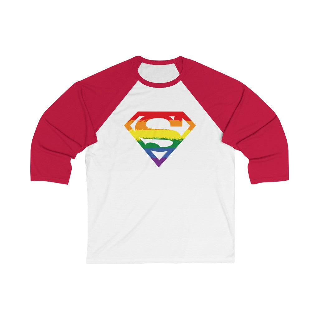 Superman Pride Logo / Unisex 3/4 Sleeve Baseball Tee