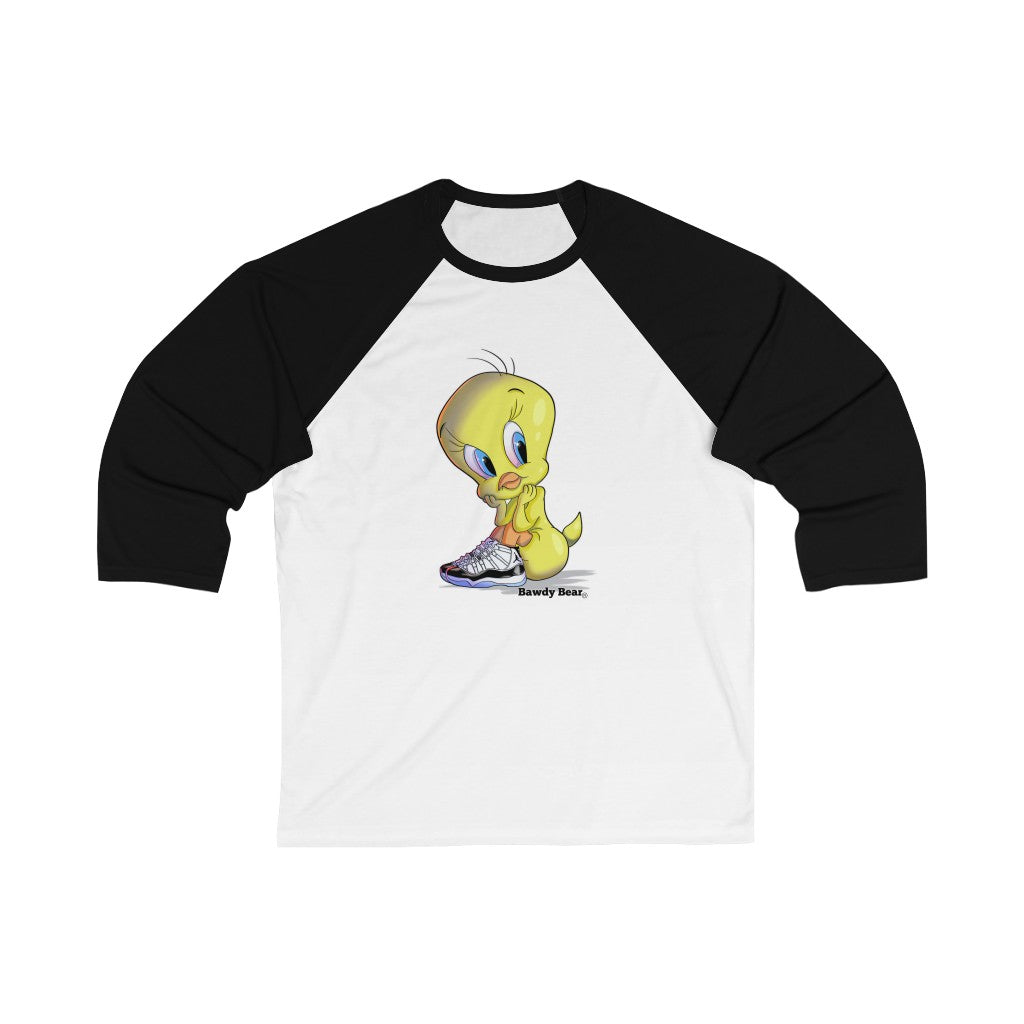 Tweety Bird in Sneakers / Unisex 3\4 Sleeve Baseball Tee