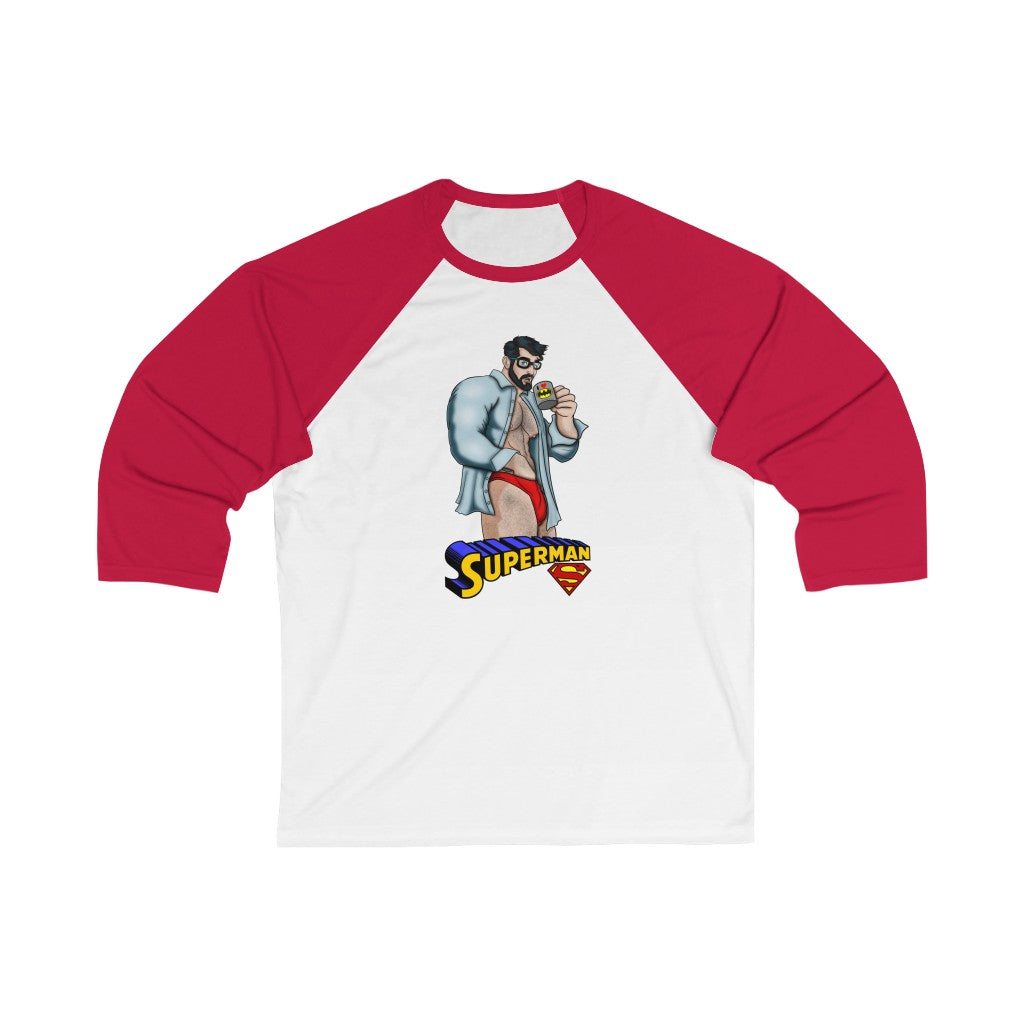 Superman "Morning Coffee" / Unisex 3/4 Sleeve Baseball Tee