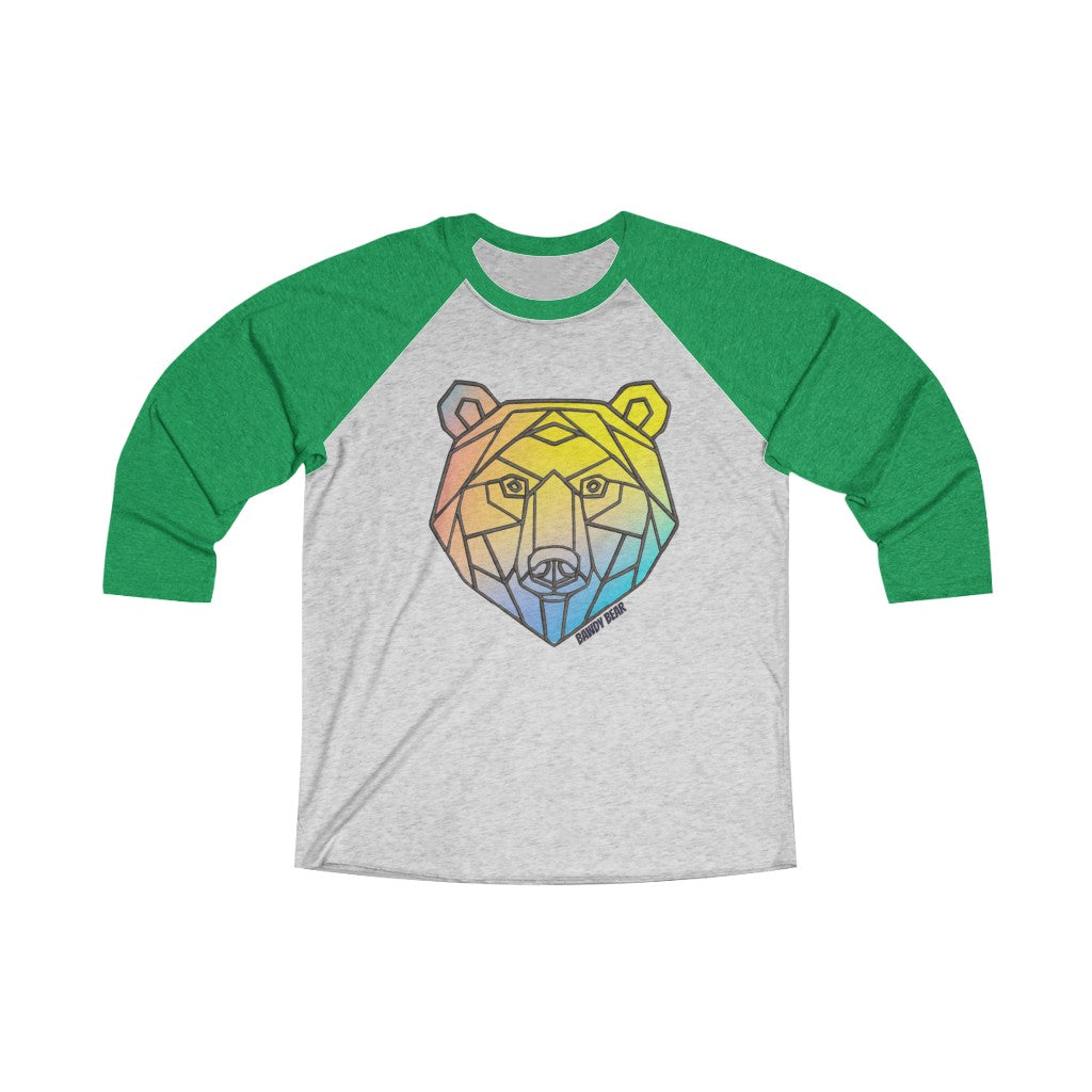 Geo Rainbow Bear / Unisex Tri-Blend 3/4 Raglan Tee