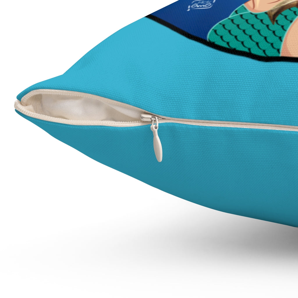 Aqua King / Spun Polyester Square Pillow