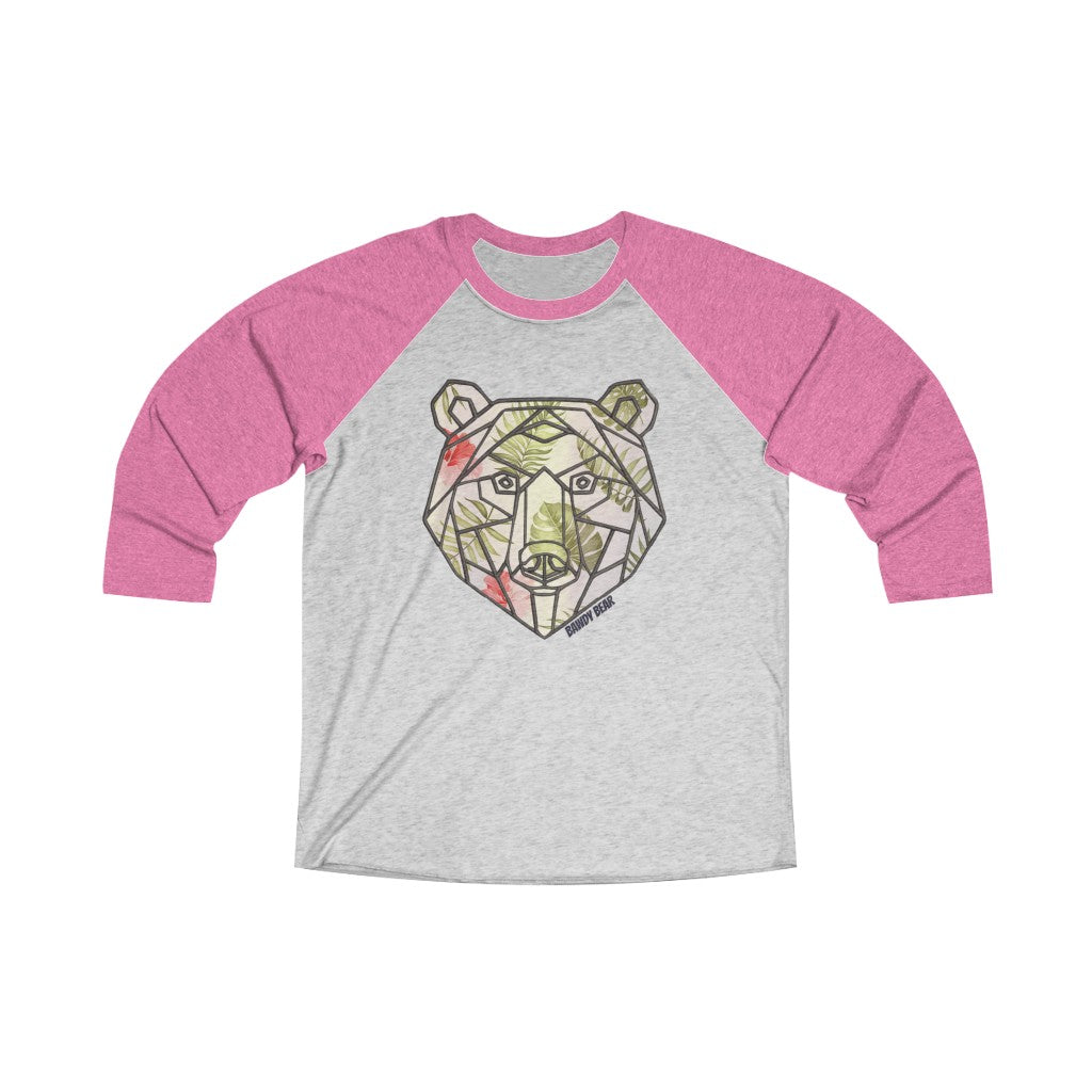 Geo Tropical Bear / Unisex Tri-Blend 3/4 Raglan Tee