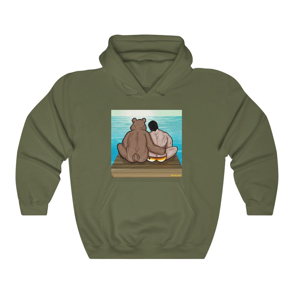 Bear Hug with Background / Unisex Heavy Blend™ Hooded Sweatshirt