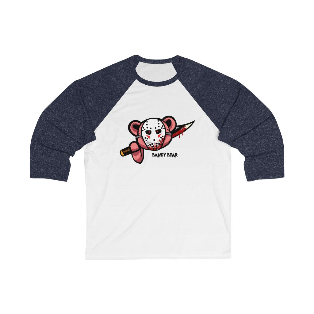 Spooky Bear Series "Jason Bear" / Unisex 3/4 Sleeve Baseball Tee