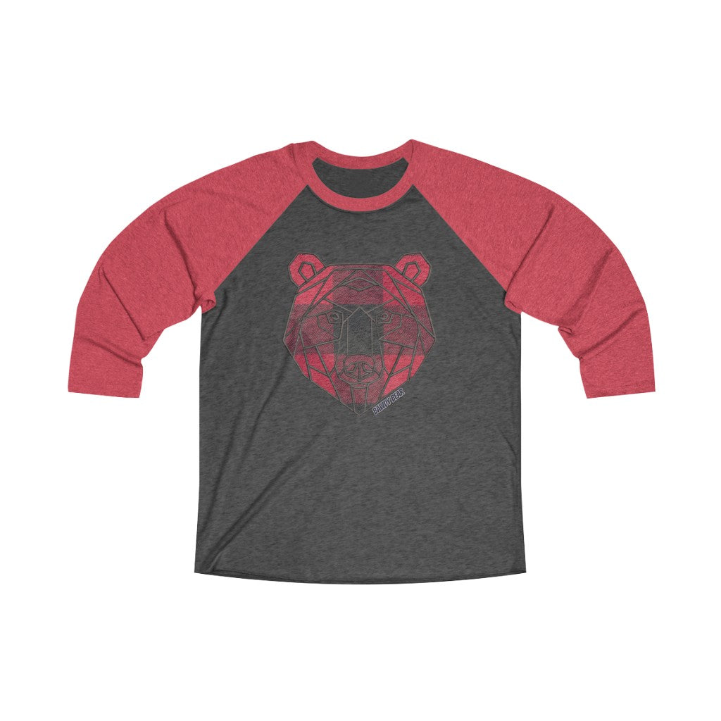 Geo Buffalo Bear / Unisex Tri-Blend 3/4 Raglan Tee