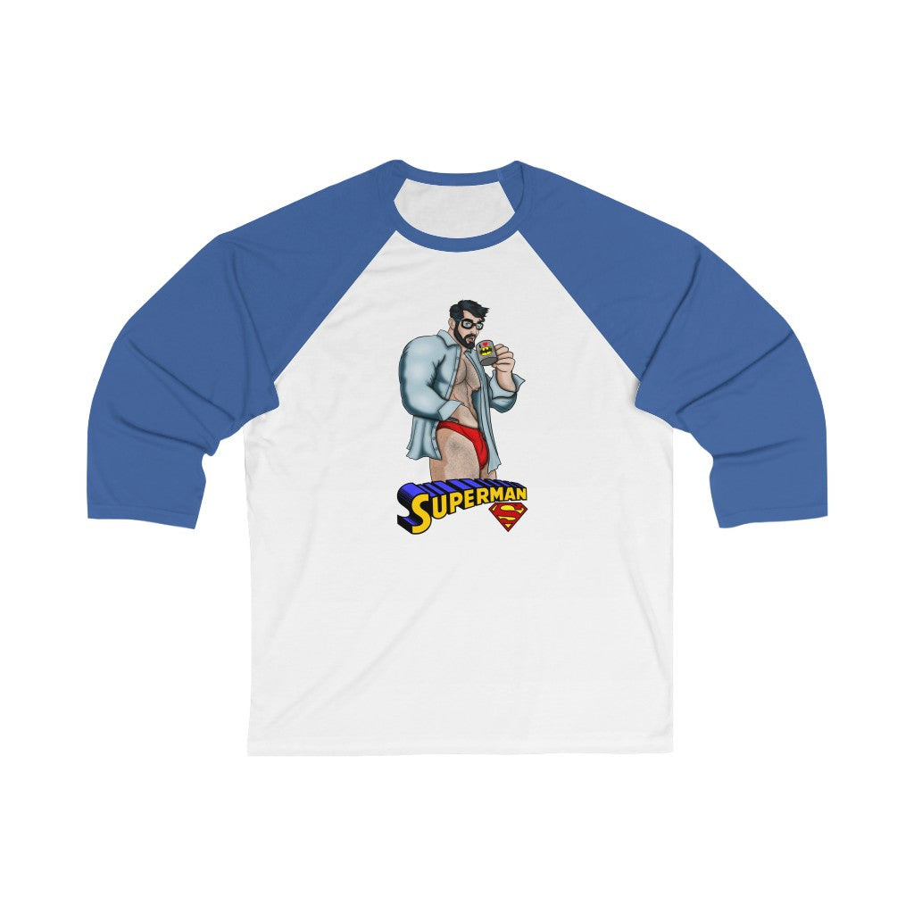 Superman "Morning Coffee" / Unisex 3/4 Sleeve Baseball Tee