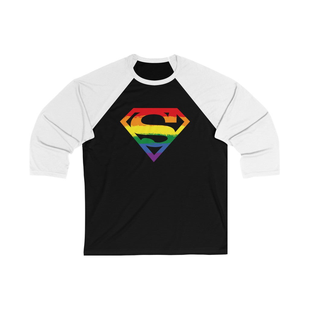 Superman Pride Logo / Unisex 3/4 Sleeve Baseball Tee