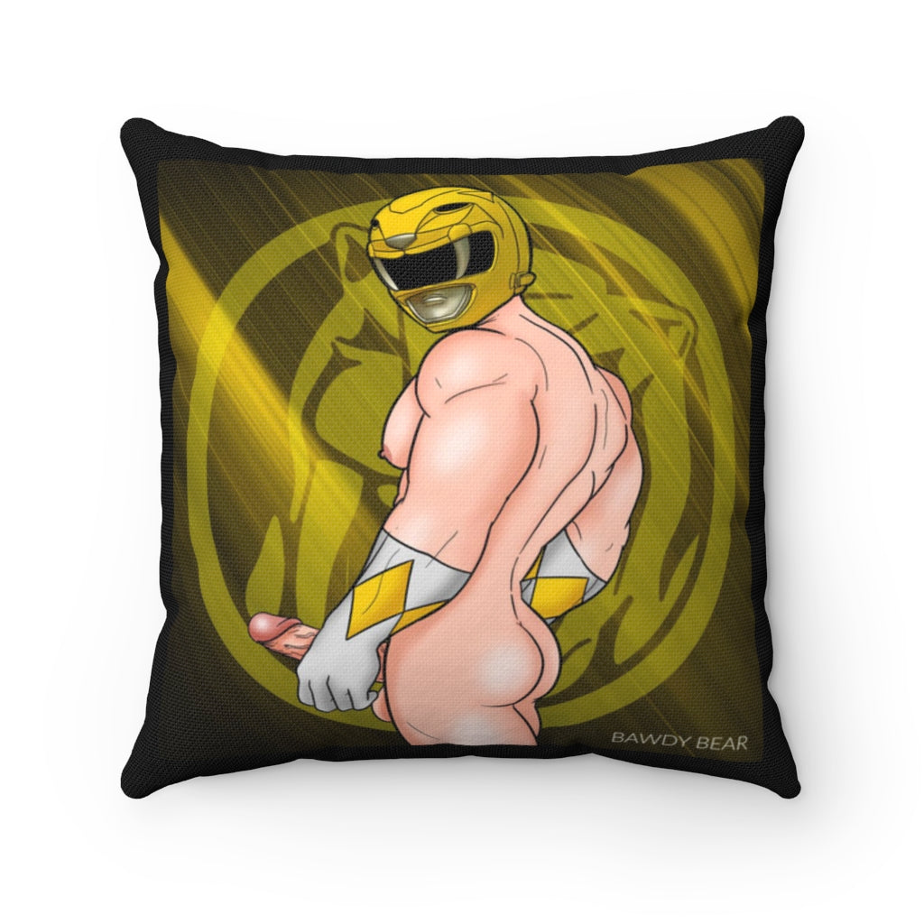 Nice & Naughty Power Ranger Yellow / Spun Polyester Square Pillow