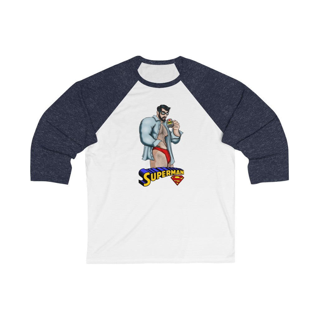 Superman "Morning Coffee" / Unisex 3/4 Sleeve Baseball Tee