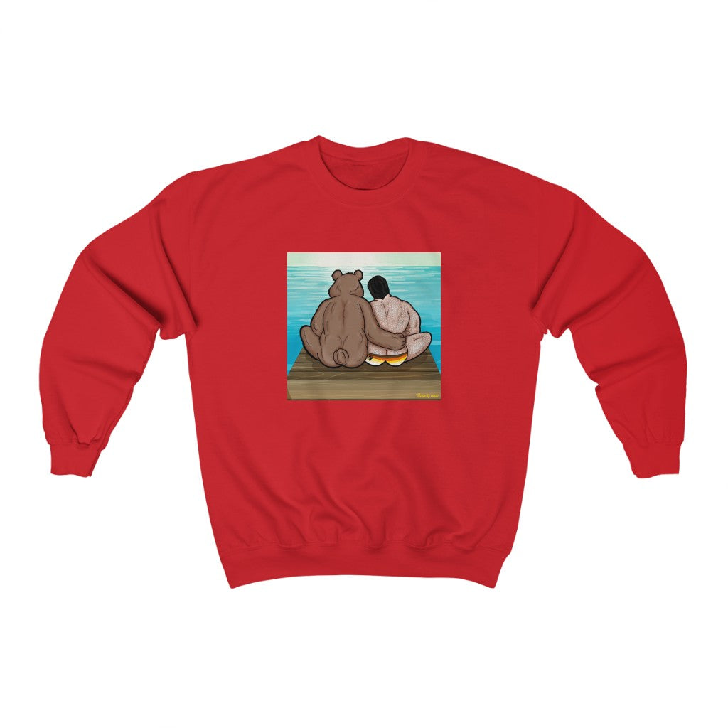 Bear Hug with Background / Unisex Heavy Blend™ Crewneck Sweatshirt