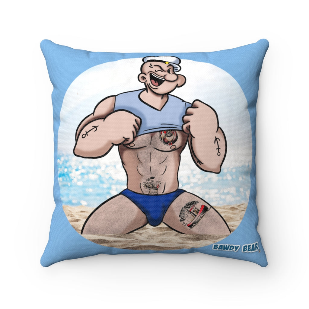 Popeye "Beach" /Spun Polyester Square Pillow