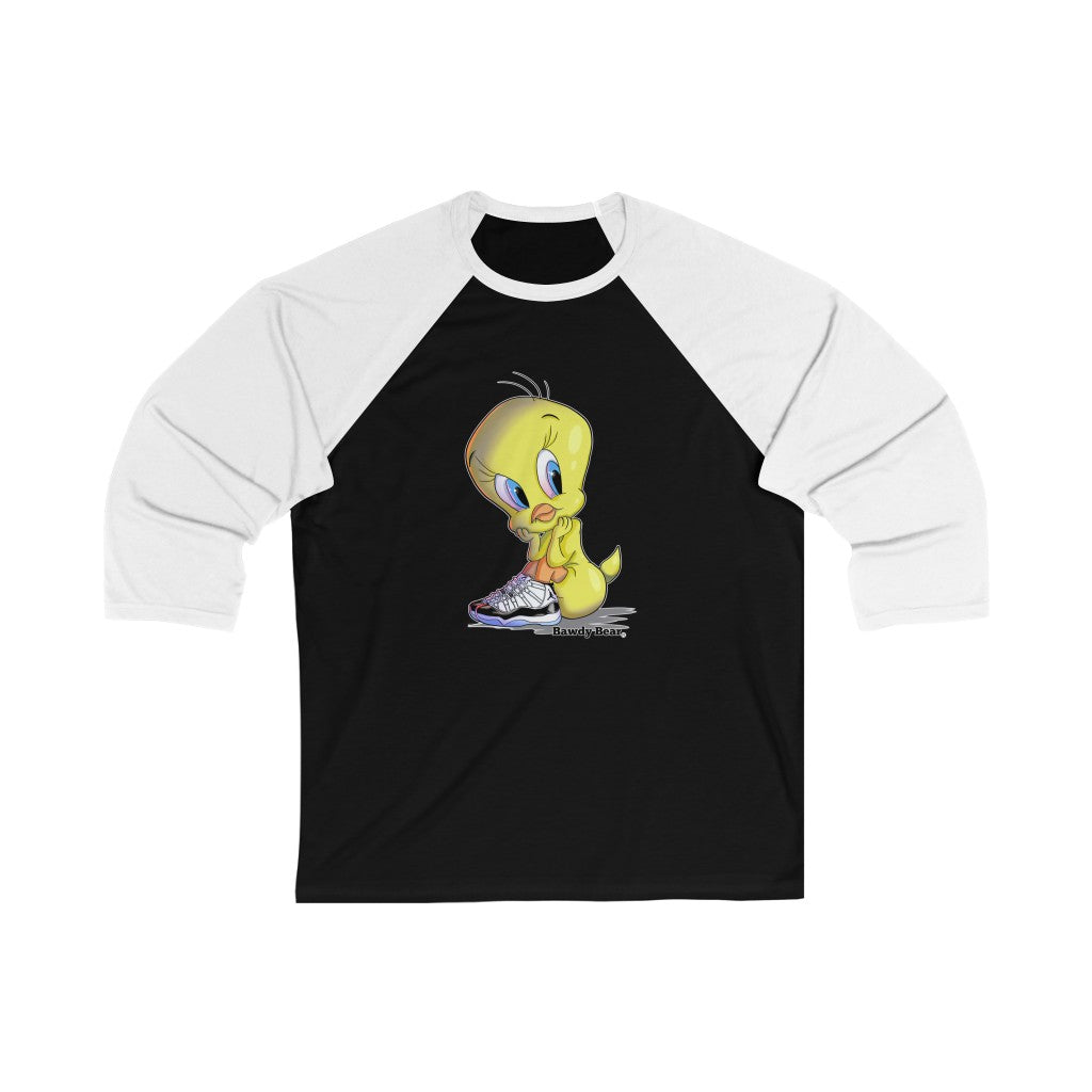 Tweety Bird in Sneakers / Unisex 3\4 Sleeve Baseball Tee