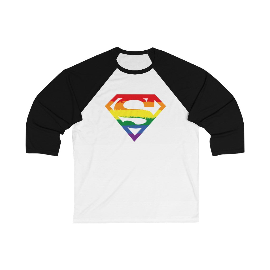 Superman Pride Logo / Unisex 3/4 Sleeve Baseball Tee