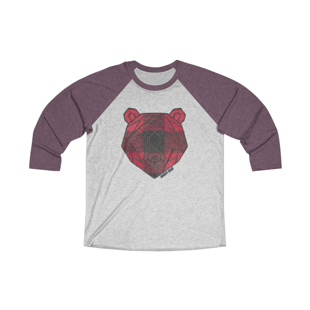 Geo Buffalo Bear / Unisex Tri-Blend 3/4 Raglan Tee