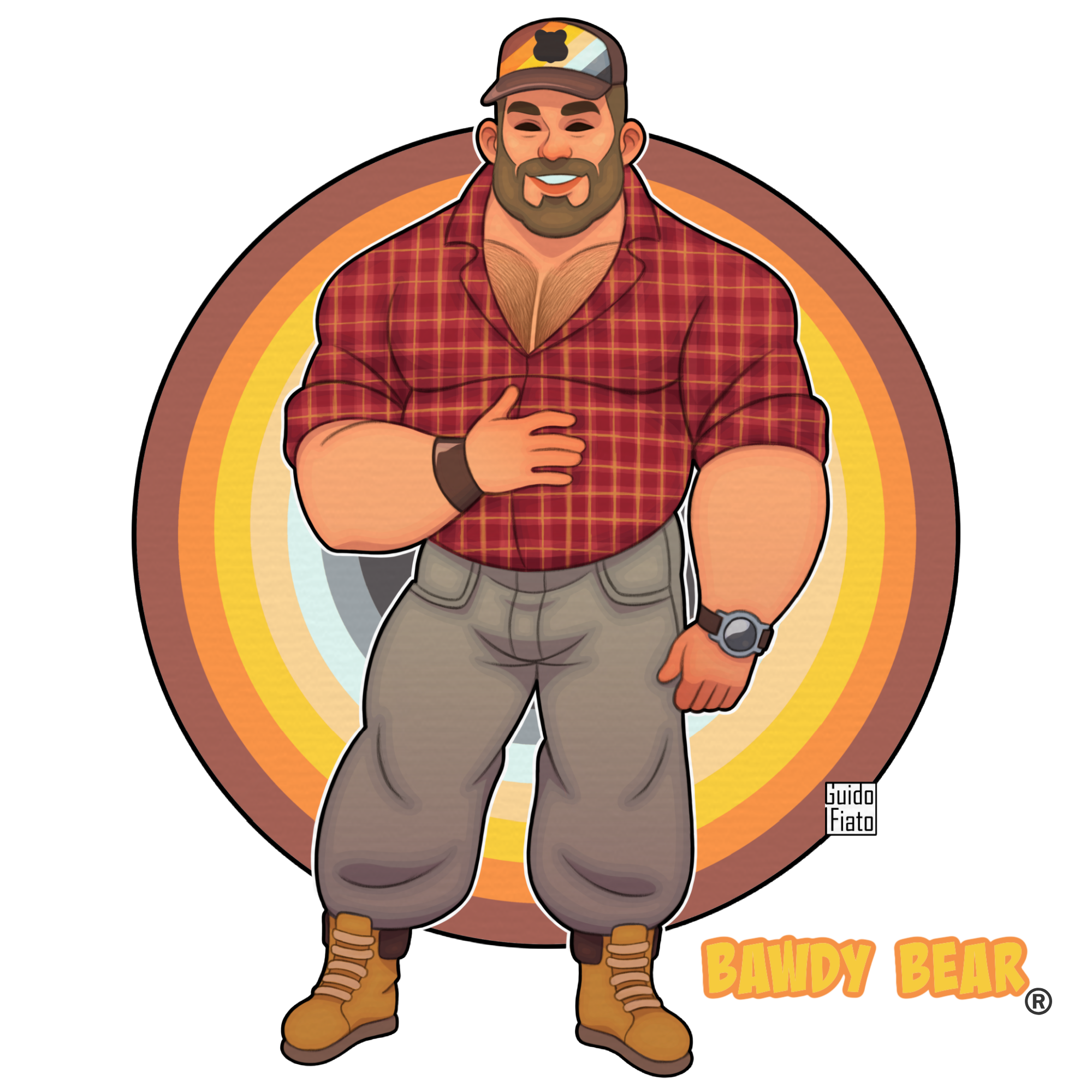 bawdy Bear in Flannel / Wireless Charger