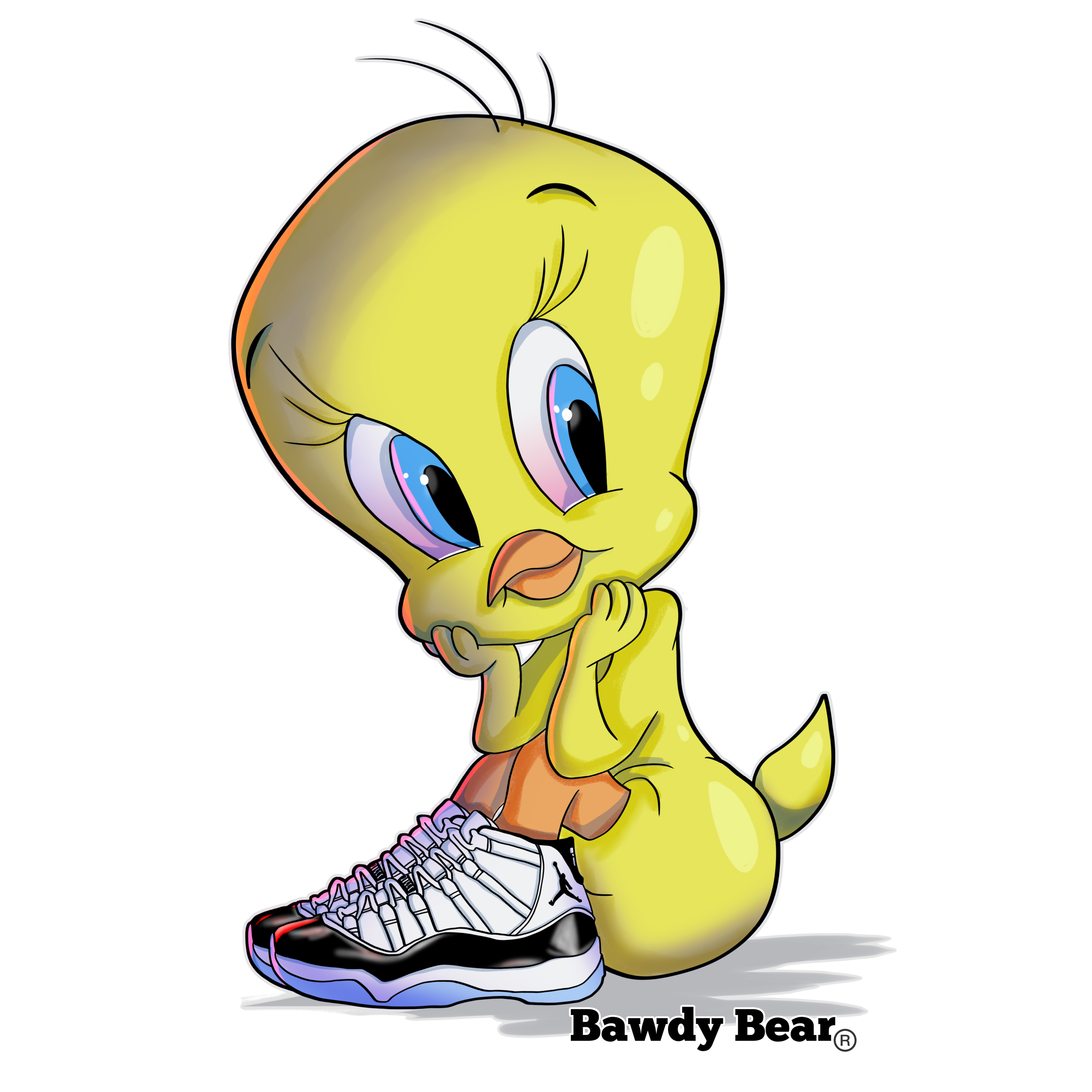 Tweety Bird in Sneakers / Unisex 3\4 Sleeve Baseball Tee