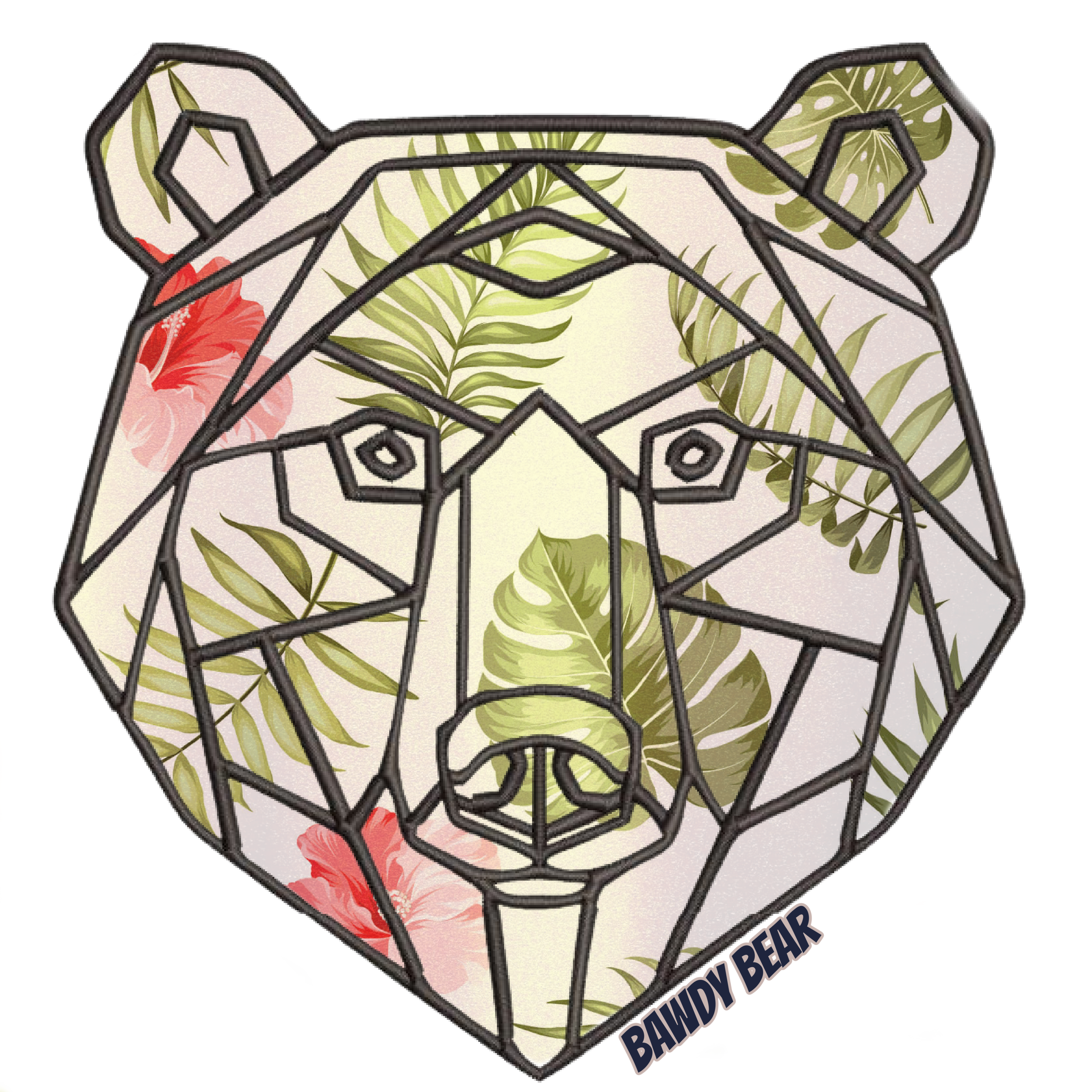 Geo Tropical Bear / Unisex Tri-Blend 3/4 Raglan Tee