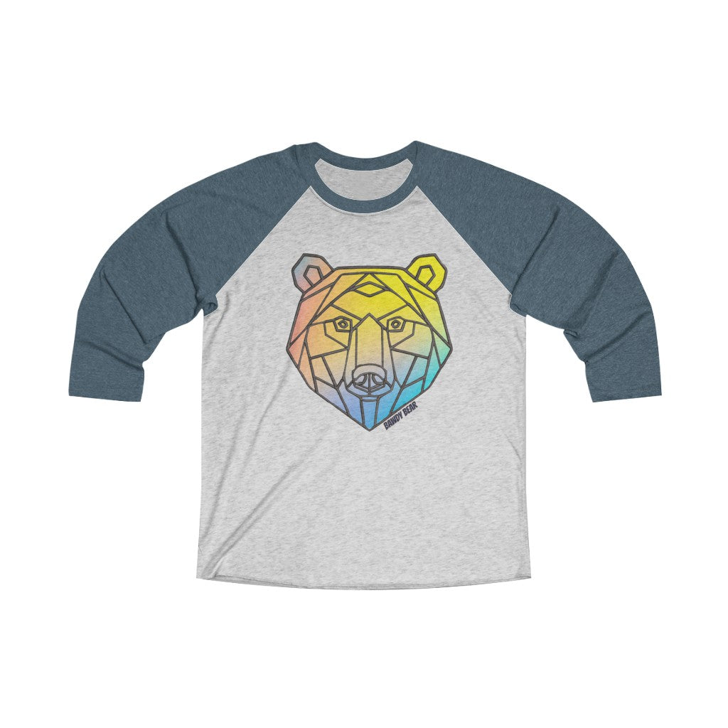 Geo Rainbow Bear / Unisex Tri-Blend 3/4 Raglan Tee