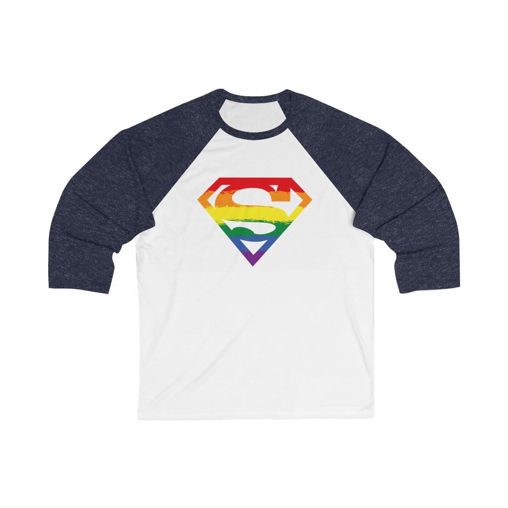 Superman Pride Logo / Unisex 3/4 Sleeve Baseball Tee