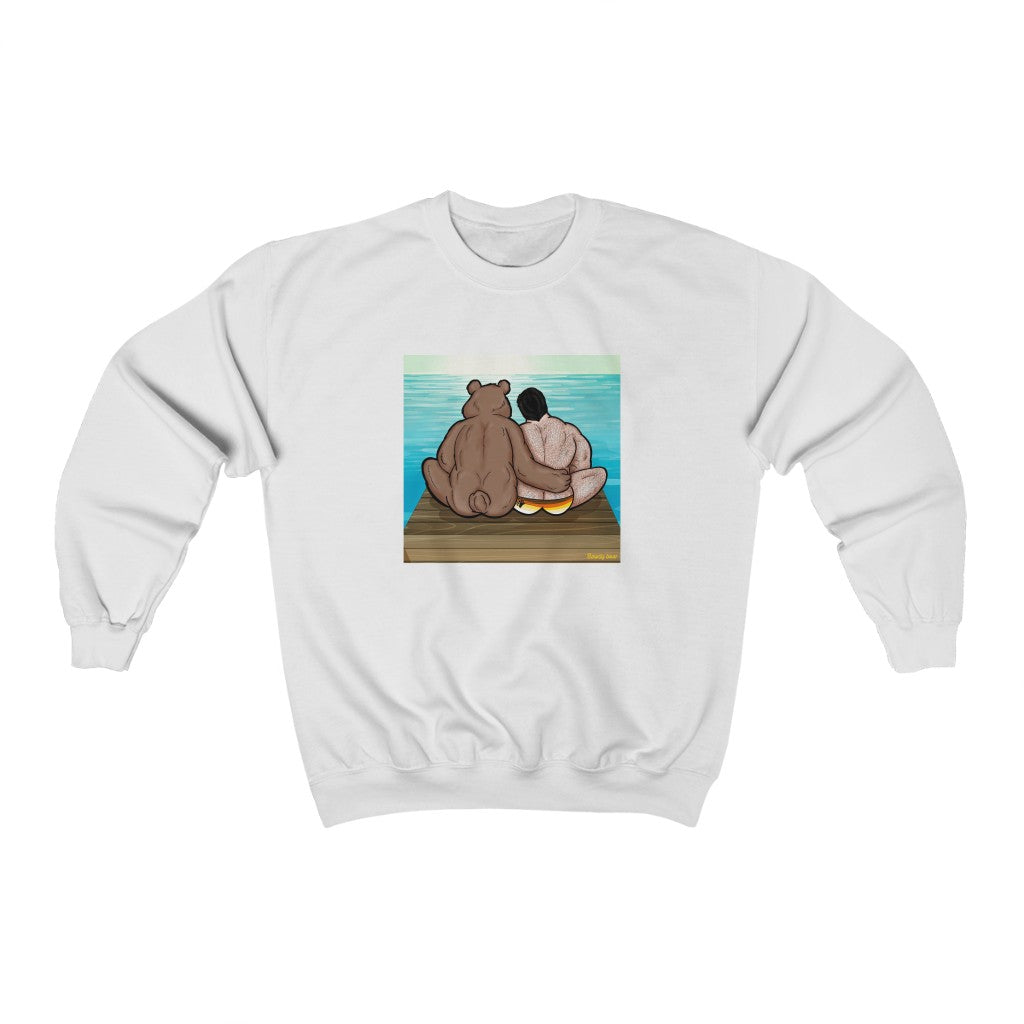 Bear Hug with Background / Unisex Heavy Blend™ Crewneck Sweatshirt