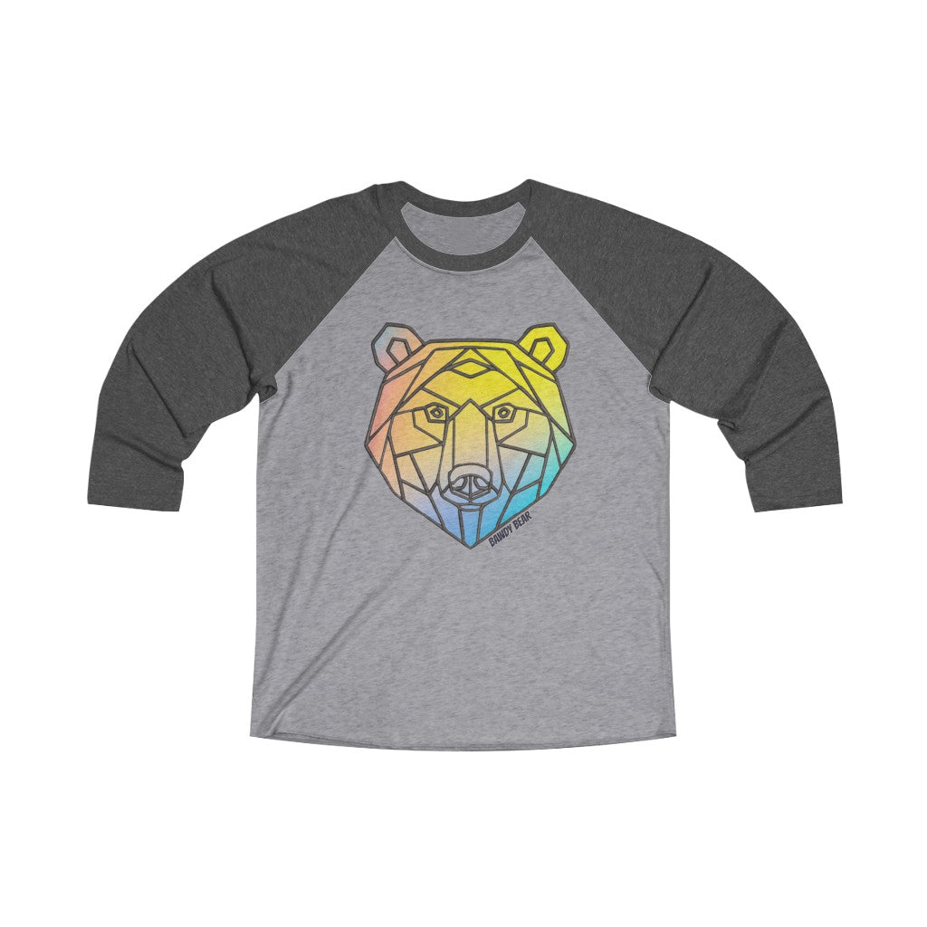 Geo Rainbow Bear / Unisex Tri-Blend 3/4 Raglan Tee