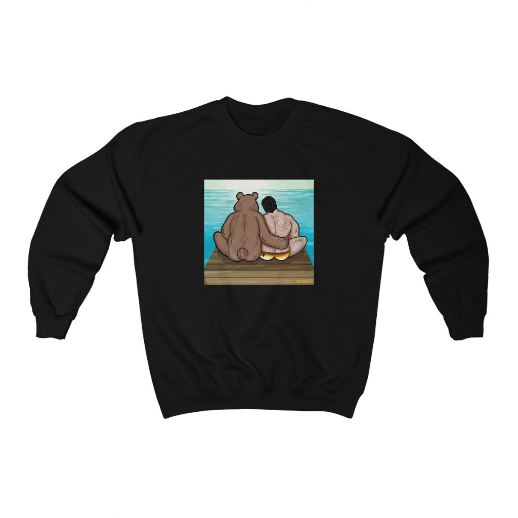 Bear Hug with Background / Unisex Heavy Blend™ Crewneck Sweatshirt