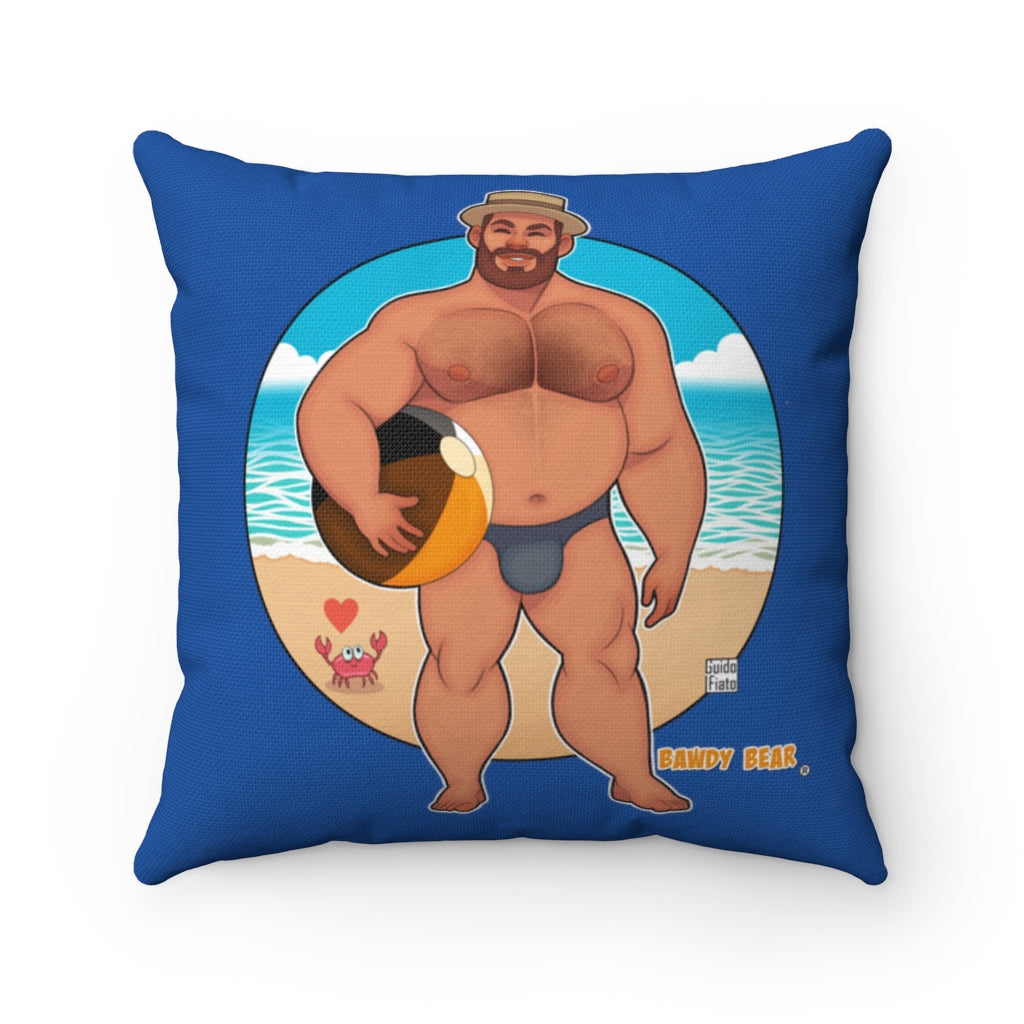 Bawdy Bear "Beach Ball" / Spun Polyester Square Pillow