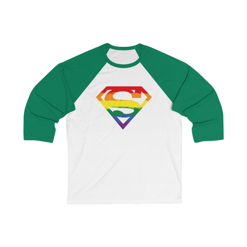 Superman Pride Logo / Unisex 3/4 Sleeve Baseball Tee