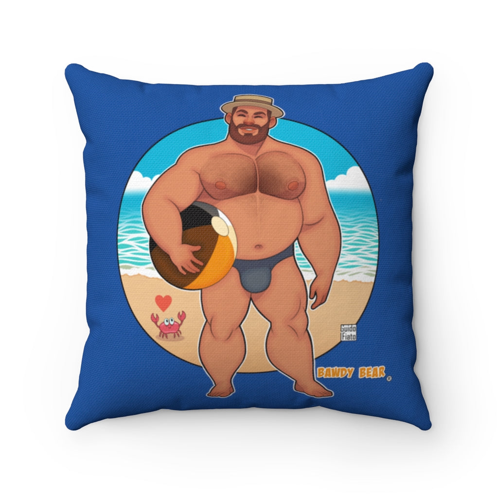 Bawdy Bear "Beach Ball" / Spun Polyester Square Pillow