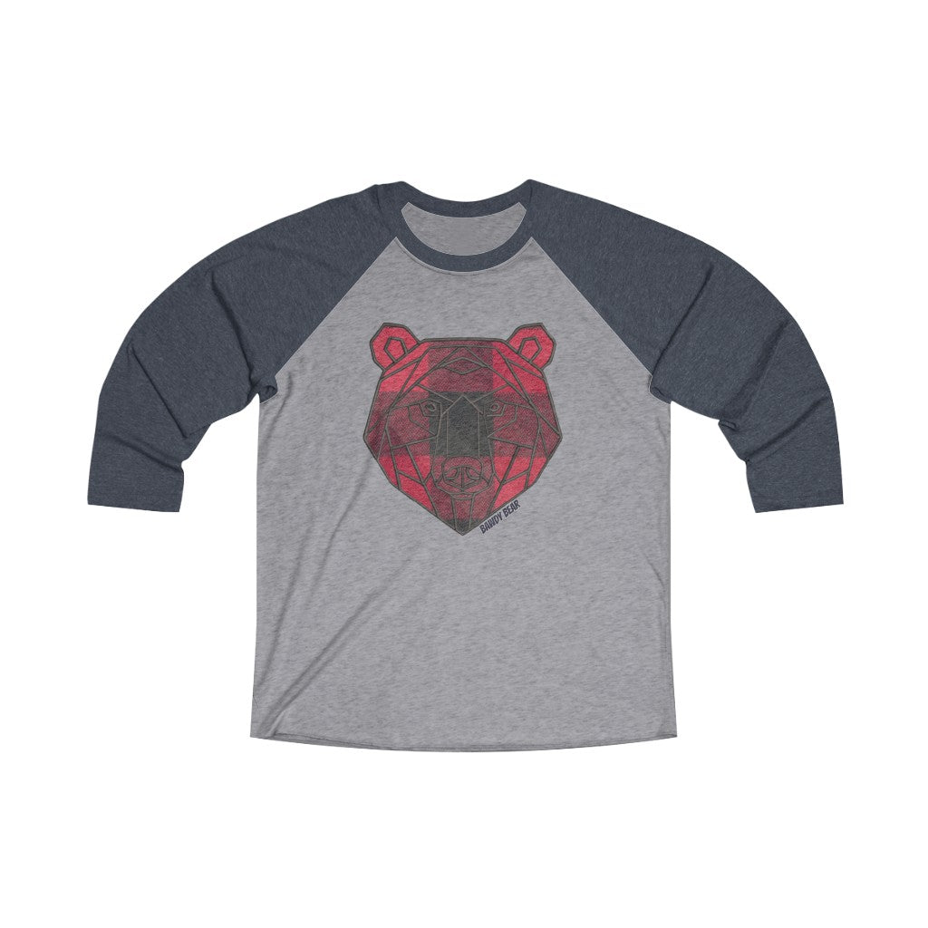 Geo Buffalo Bear / Unisex Tri-Blend 3/4 Raglan Tee