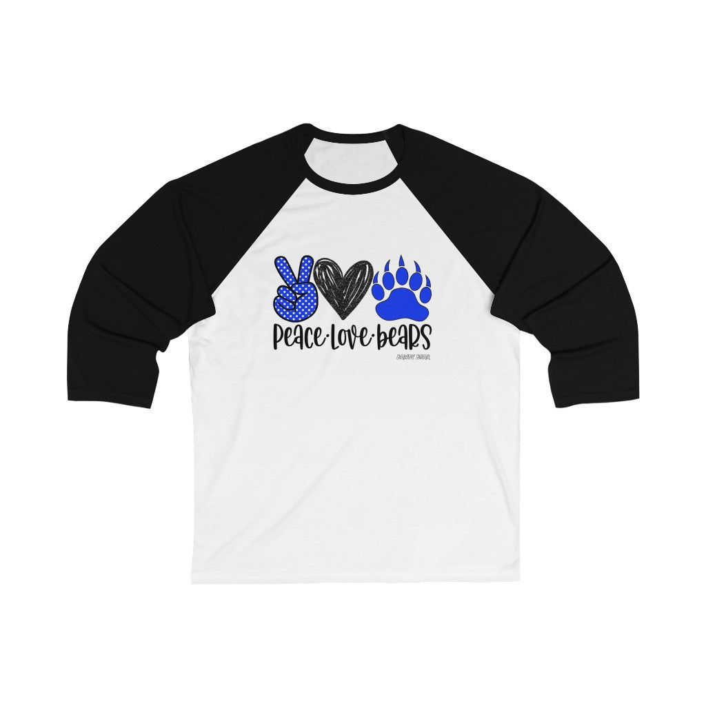 Peace Love Bears / Unisex 3/4 Sleeve Baseball Tee