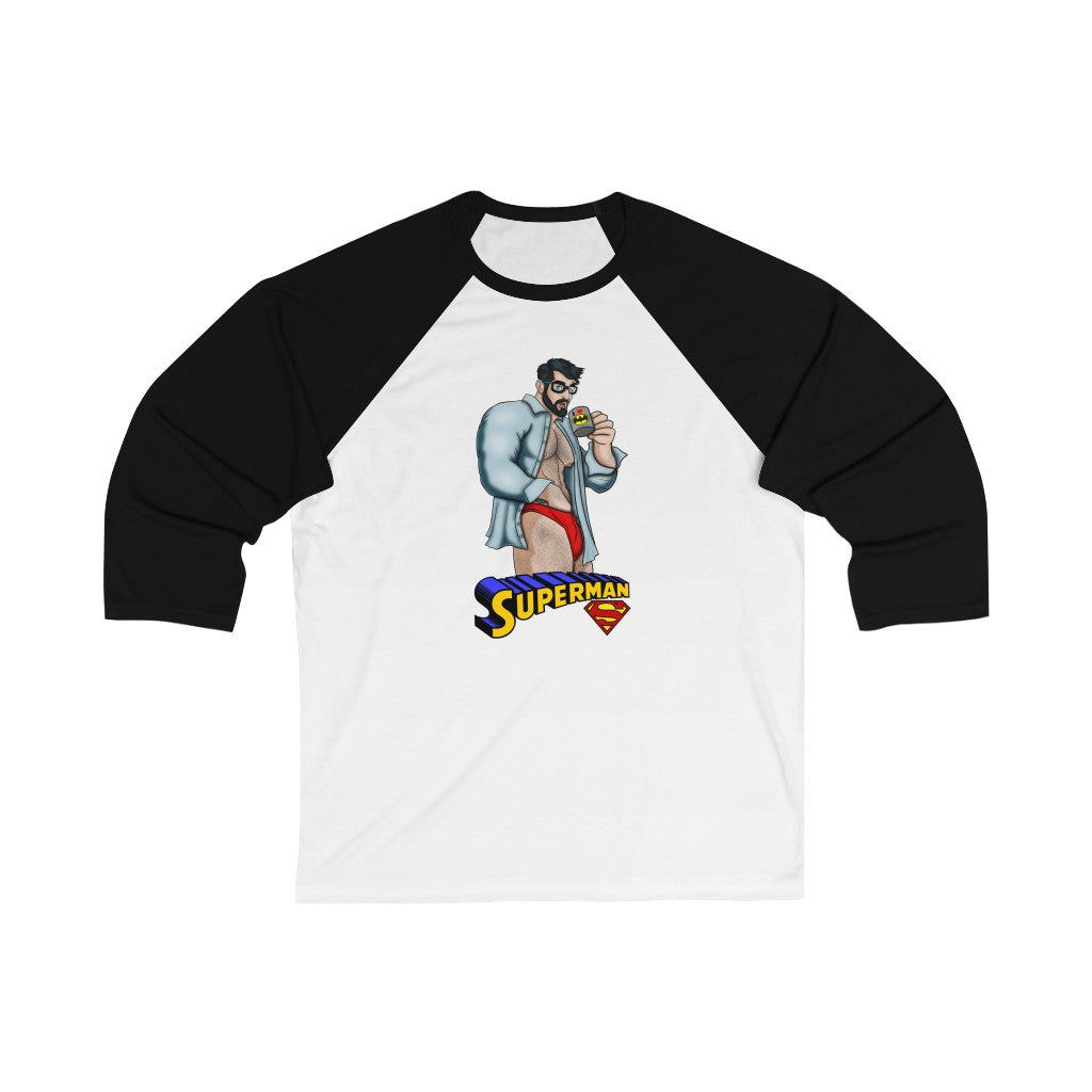 Superman "Morning Coffee" / Unisex 3/4 Sleeve Baseball Tee
