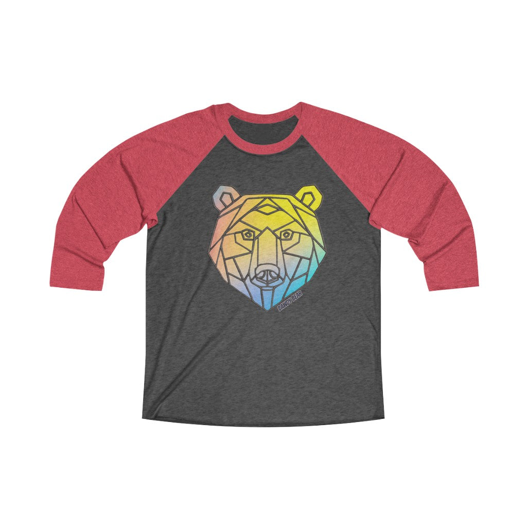 Geo Rainbow Bear / Unisex Tri-Blend 3/4 Raglan Tee