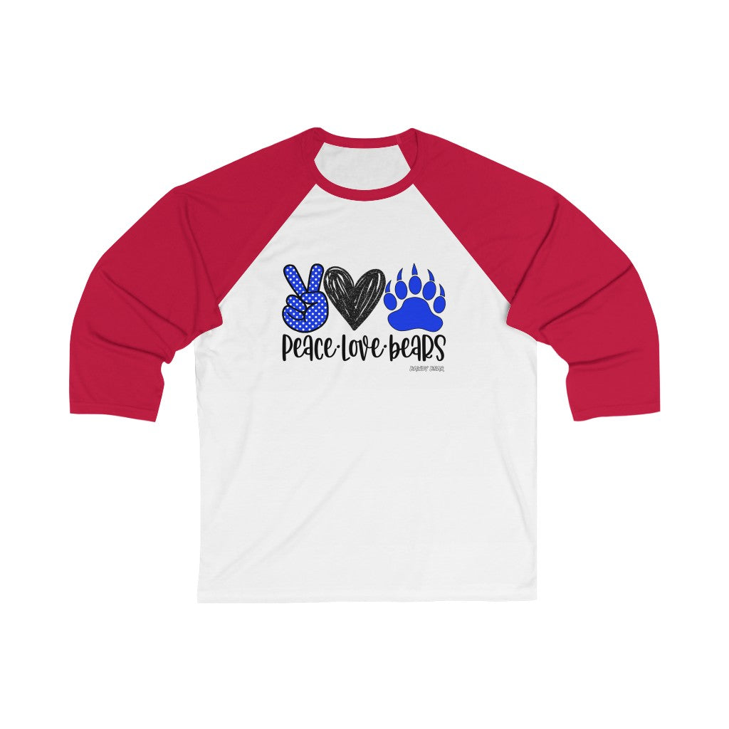 Peace Love Bears / Unisex 3/4 Sleeve Baseball Tee