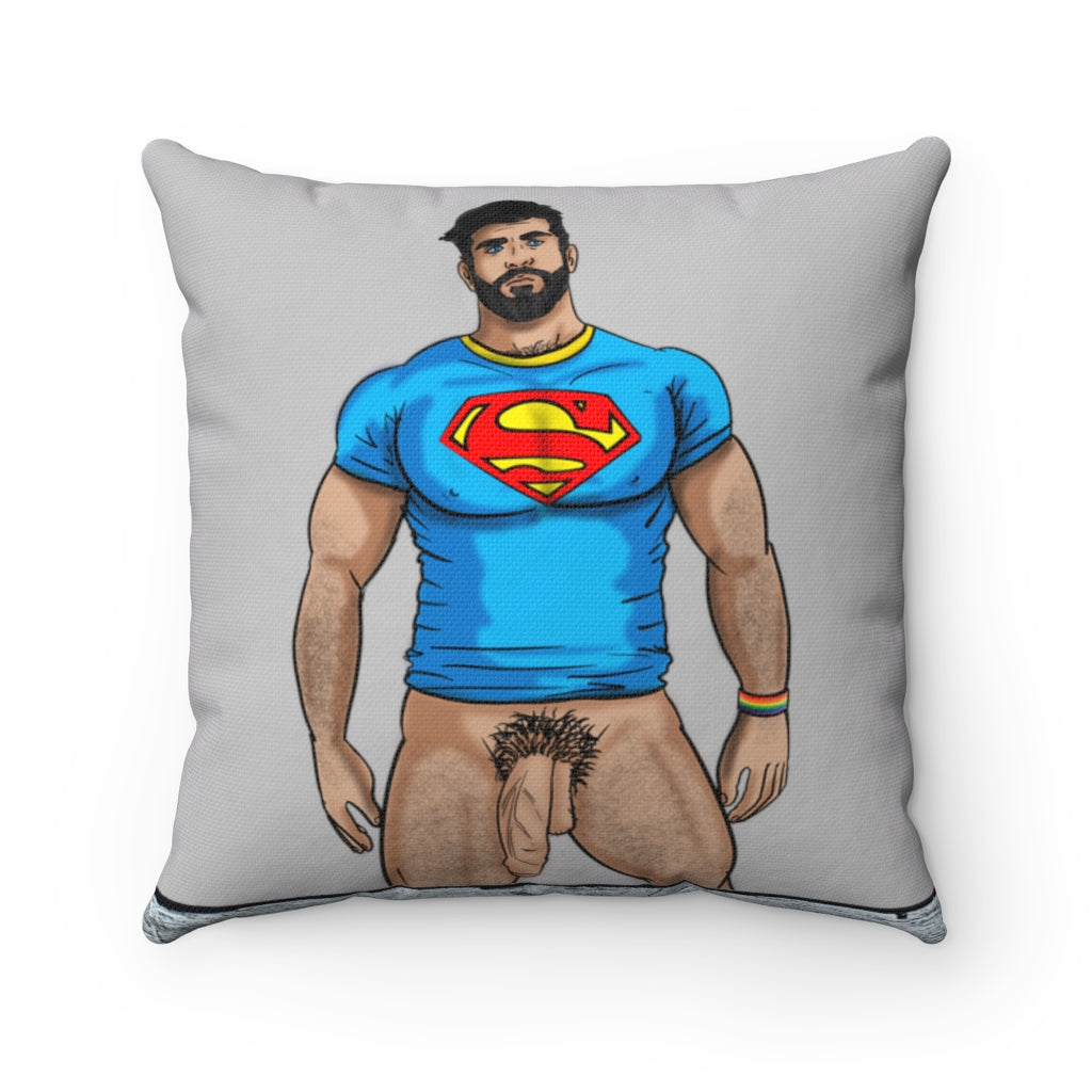 Nice & Naughty Superman #2" / Adult Content / Spun Polyester Square Pillow