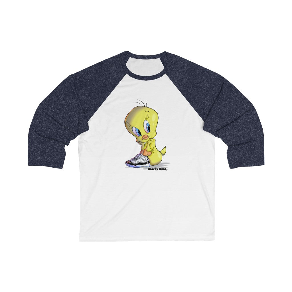 Tweety Bird in Sneakers / Unisex 3\4 Sleeve Baseball Tee
