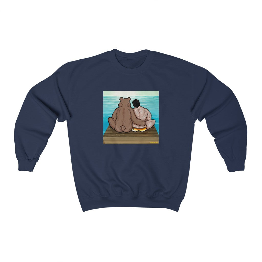 Bear Hug with Background / Unisex Heavy Blend™ Crewneck Sweatshirt