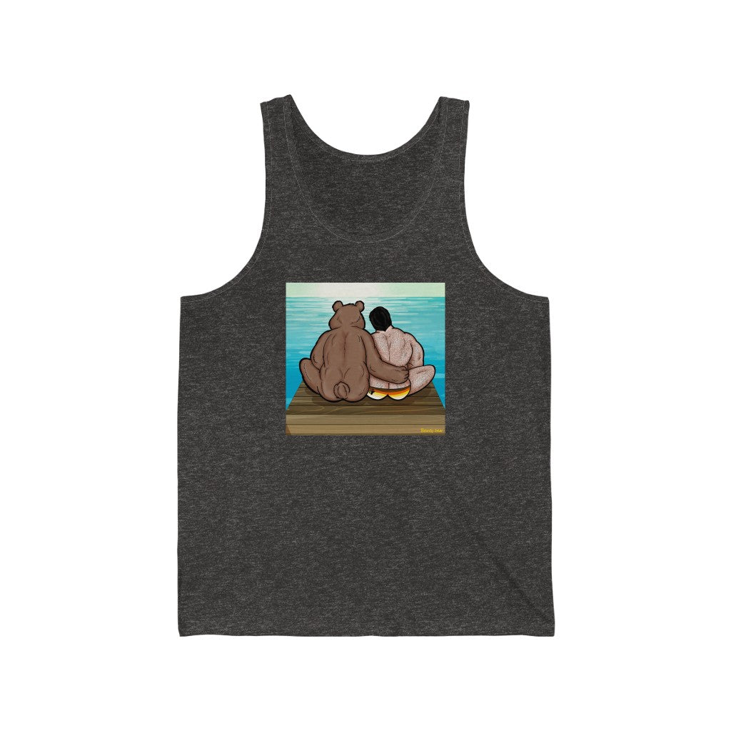 Bear Hug with Background / Unisex Jersey Tank