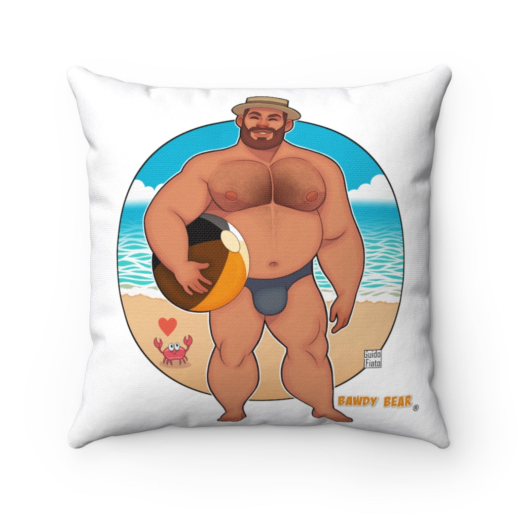 Bawdy Bear "Beach Ball" / Spun Polyester Square Pillow