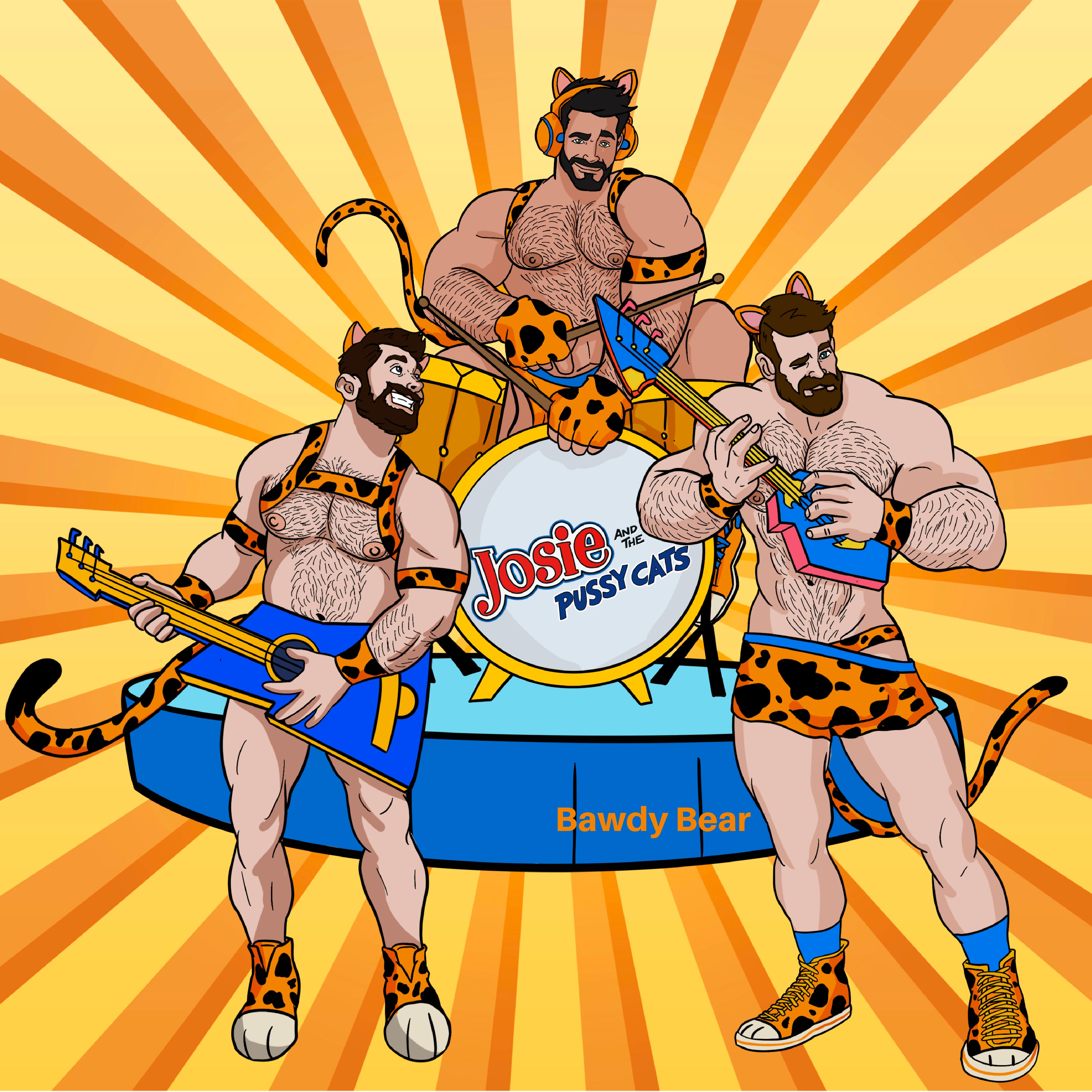 Pussycat Bears w/background / Unisex 3\4 Sleeve Baseball Tee