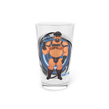 Bawdy Bear in Leather / Pint Glass, 16oz