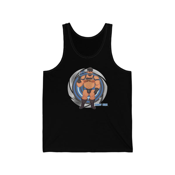Bawdy Bear in Leather / Unisex Jersey Tank
